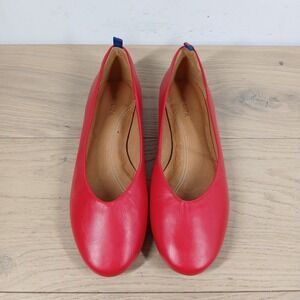 Women’s Red Leather Ballet Flats, 9.5 Medium Width